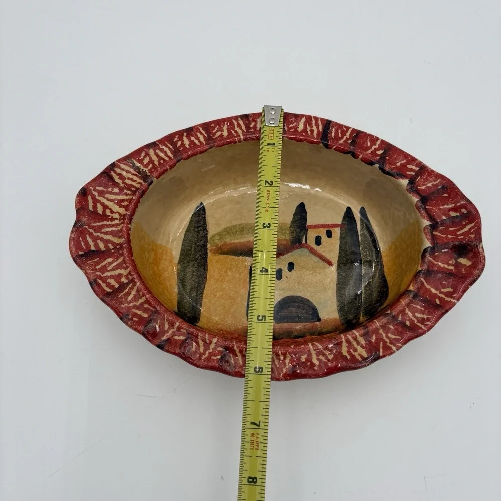 ITALICA ARS Hand Painted Pottery 8-1/2‎ x 6 Oval Oven Bowl, Italy